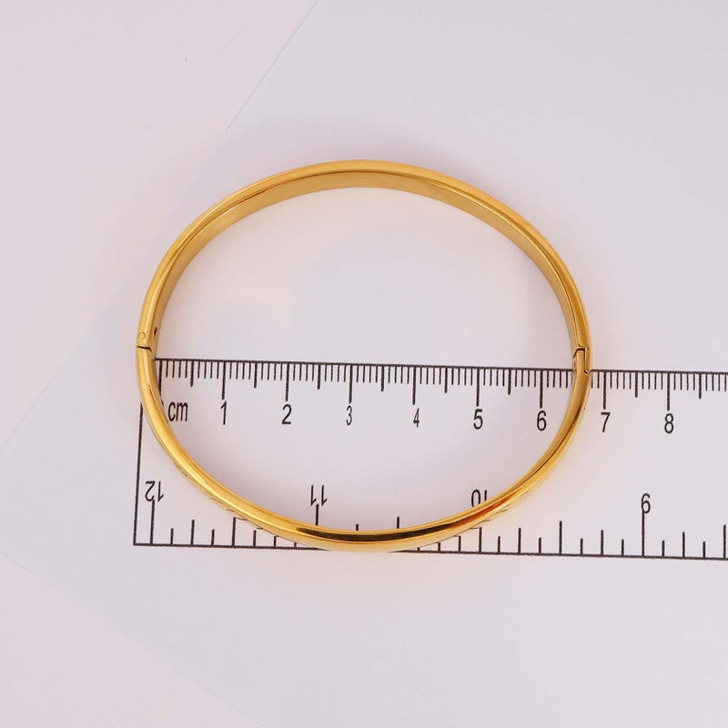 MILAKOO Womens Gold Stainless Steel Bracelet 8MM Plain Polished Finish Oval Bangle 6.7" - Image 5